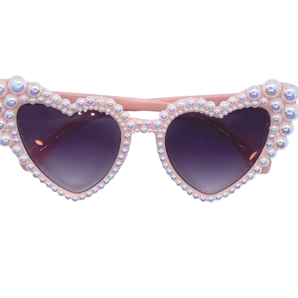 Bride Pink Pearl Heart Sunglasses